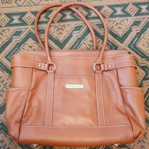17.3" Clark & Mayfield Hawthorne Camel Leather Large Laptop Bag Handbag